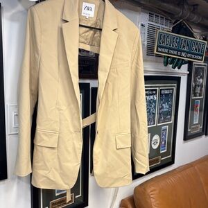 Zara Tan Open-Back Blazer